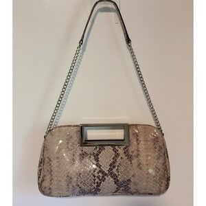 MICHAEL KORS LEATHER BAG EMBOSSED PYTHON SNAKE SHOULDER STRAP PURSE OR CLUTCH